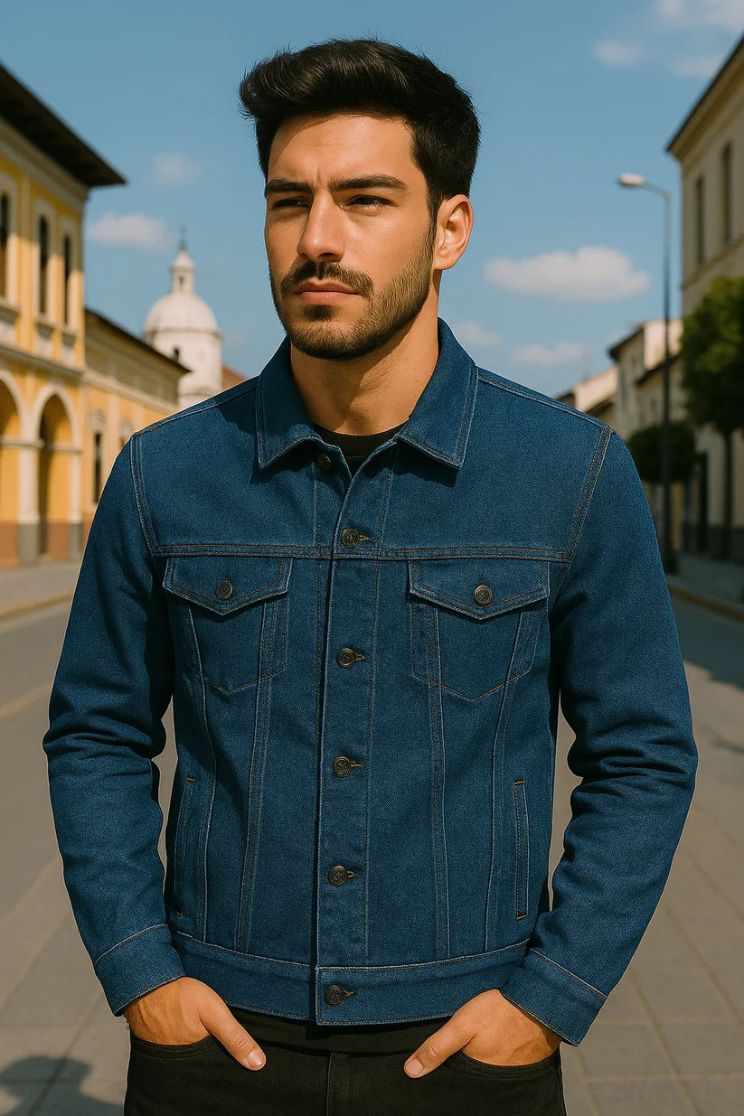 CHAQUETA JEAN AZUL MARINO LLANA UNISEX