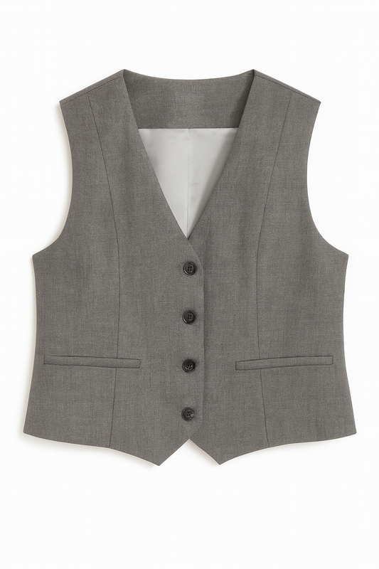 CHALECO DAMA GRIS FORMAL