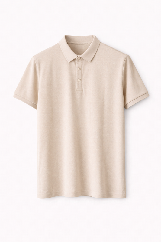 CAMISETA POLO HOMBRE ESTILO BLACK CON CUELLO BEIGE