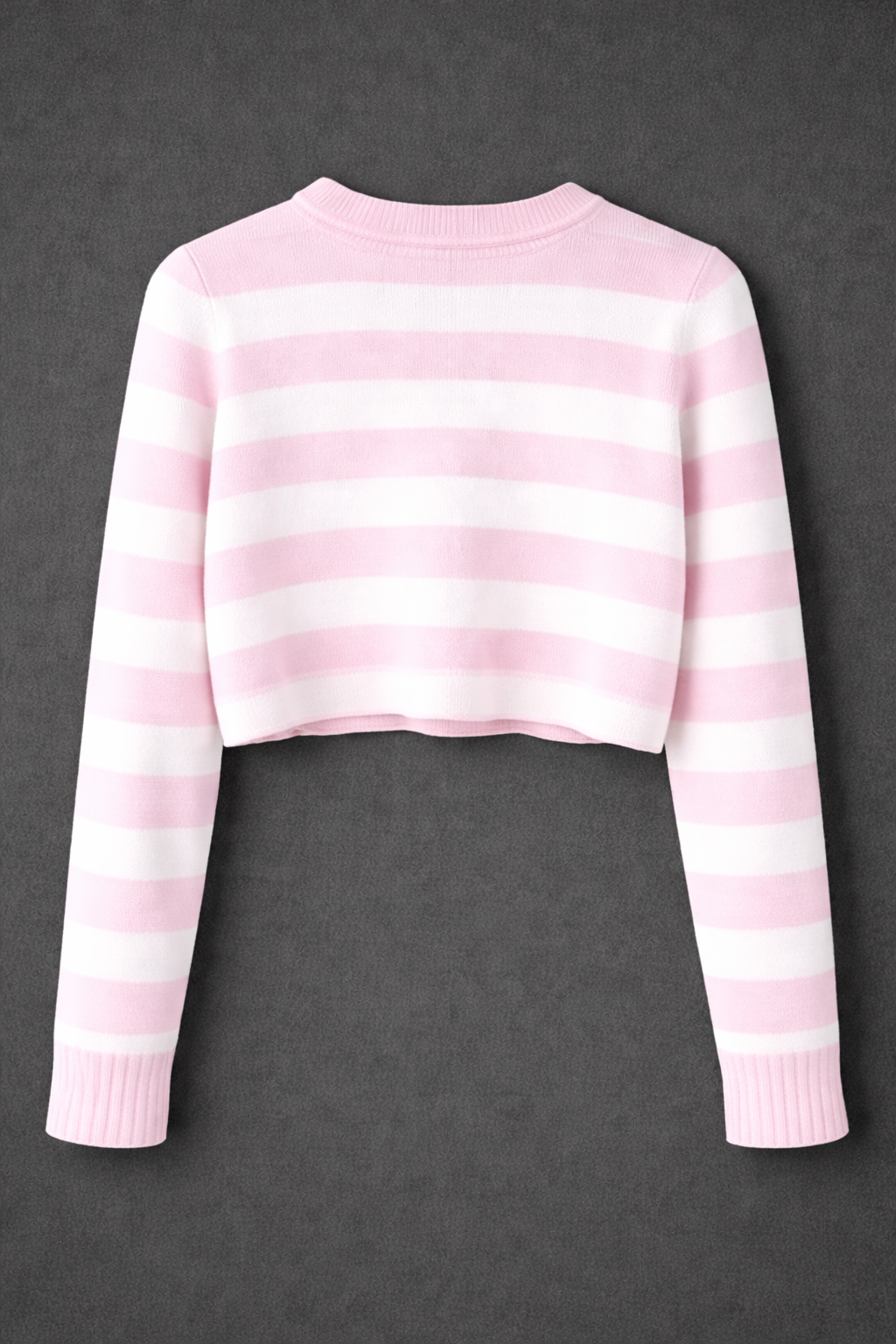 SUÉTER CROPPED A RAYAS ROSADO Y BLANCO