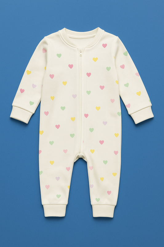 NIÑO/A ENTERIZO PIJAMA CON CIERRE ESTAMPADO DE CORAZONES