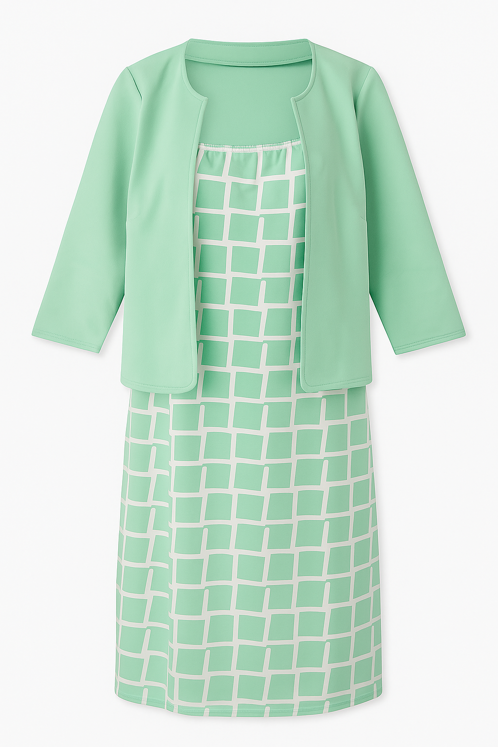 VESTIDO FORMAL CON TALLAS PLUS 2 PIEZAS (CHAQUETA + VESTIDO)