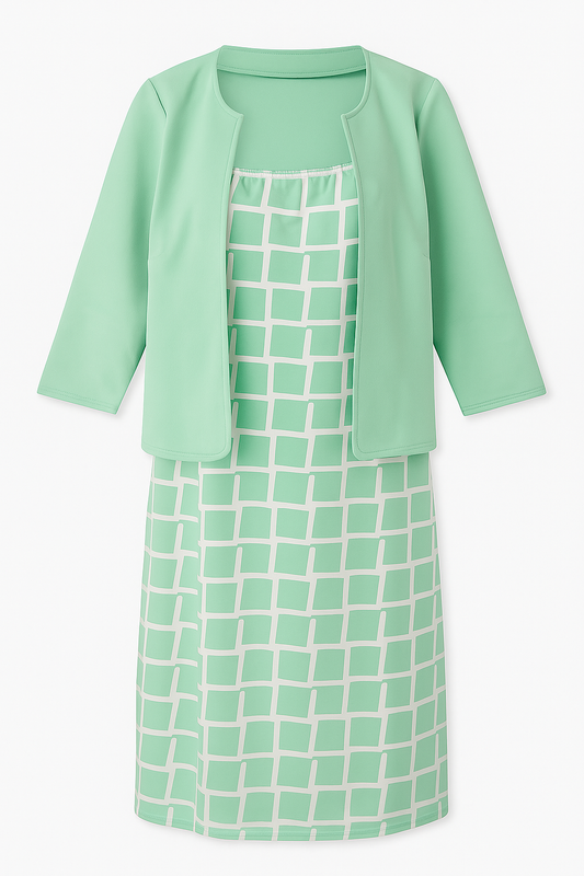 VESTIDO FORMAL CON TALLAS PLUS 2 PIEZAS (CHAQUETA + VESTIDO)