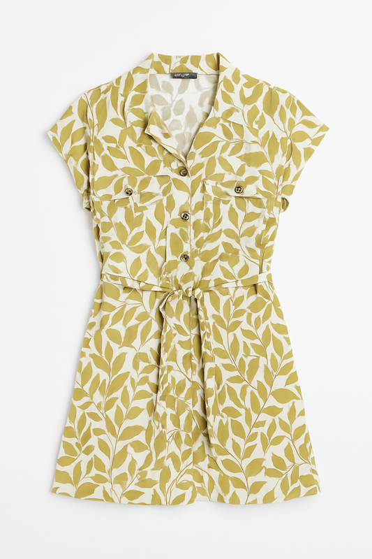 VESTIDO CASUAL CON DOS BOLSILLOS EN LA PARTE SUPERIOR CON UN CINTURON IDEAL PARA DAR UN TOQUE A TU FIGURA