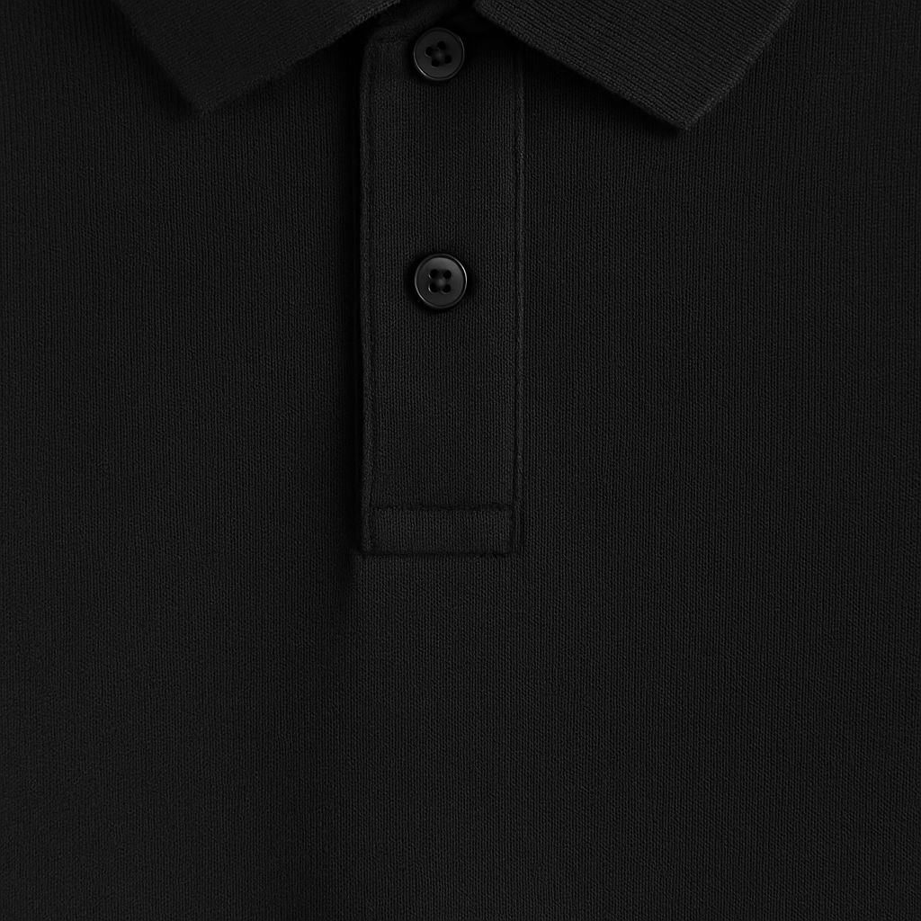 CAMISETA POLO NEGRO SOLIDO CUELLO TEXTURIZADO