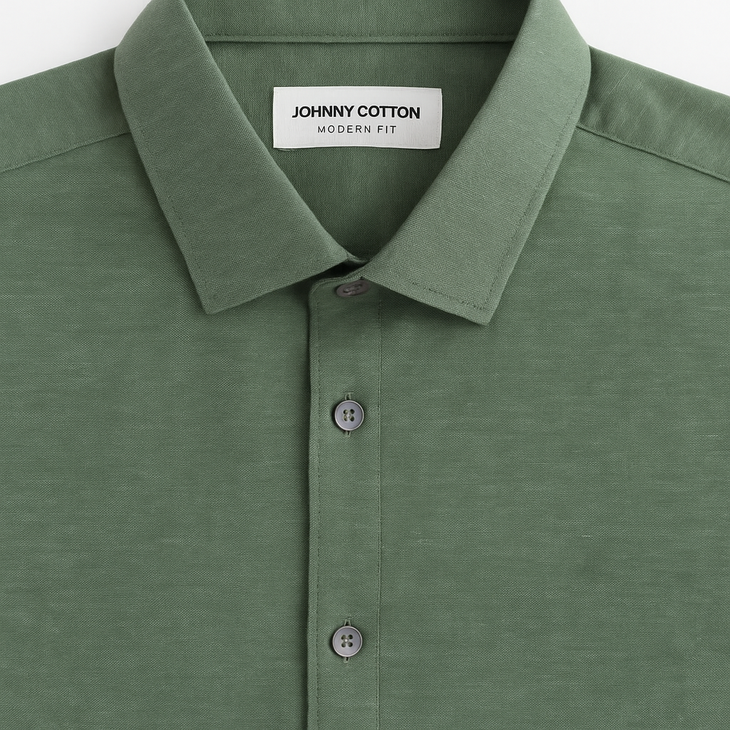 CAMISA HOMBRE MANGA LARGA VERDE JASPEADA