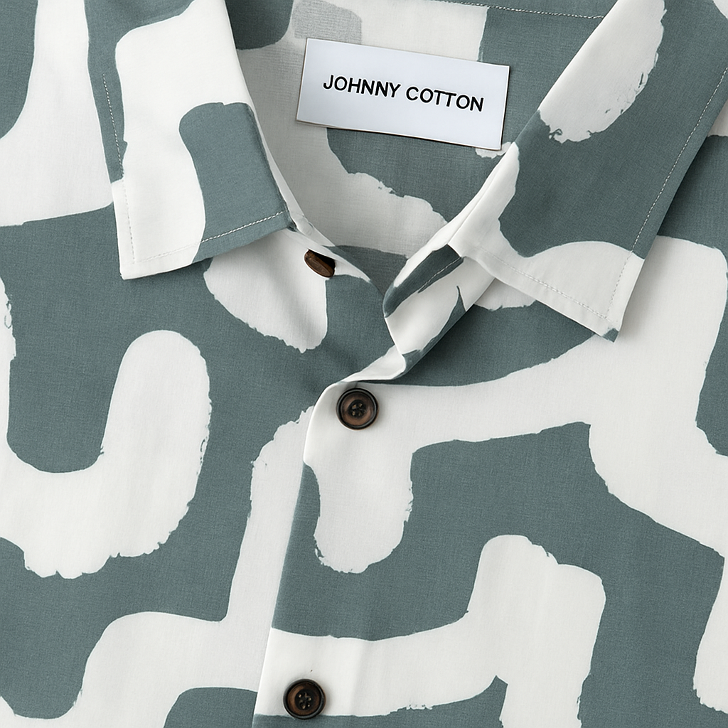 CAMISA HOMBRE MANGA CORTA BLANCO CON VERDE