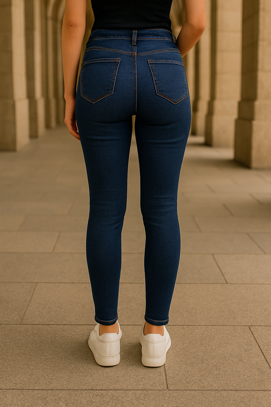 JEAN SKINNY DAMA TOBILLERO AZUL OSCURO CON ROTOS