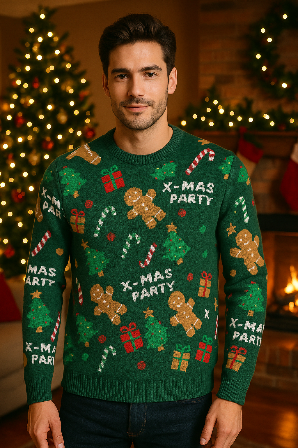 SACO HOMBRE DE LANA NAVIDEÑO VERDE