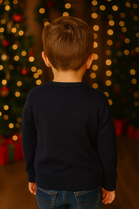 SACO NIÑO DE LANA NAVIDEÑO AZUL