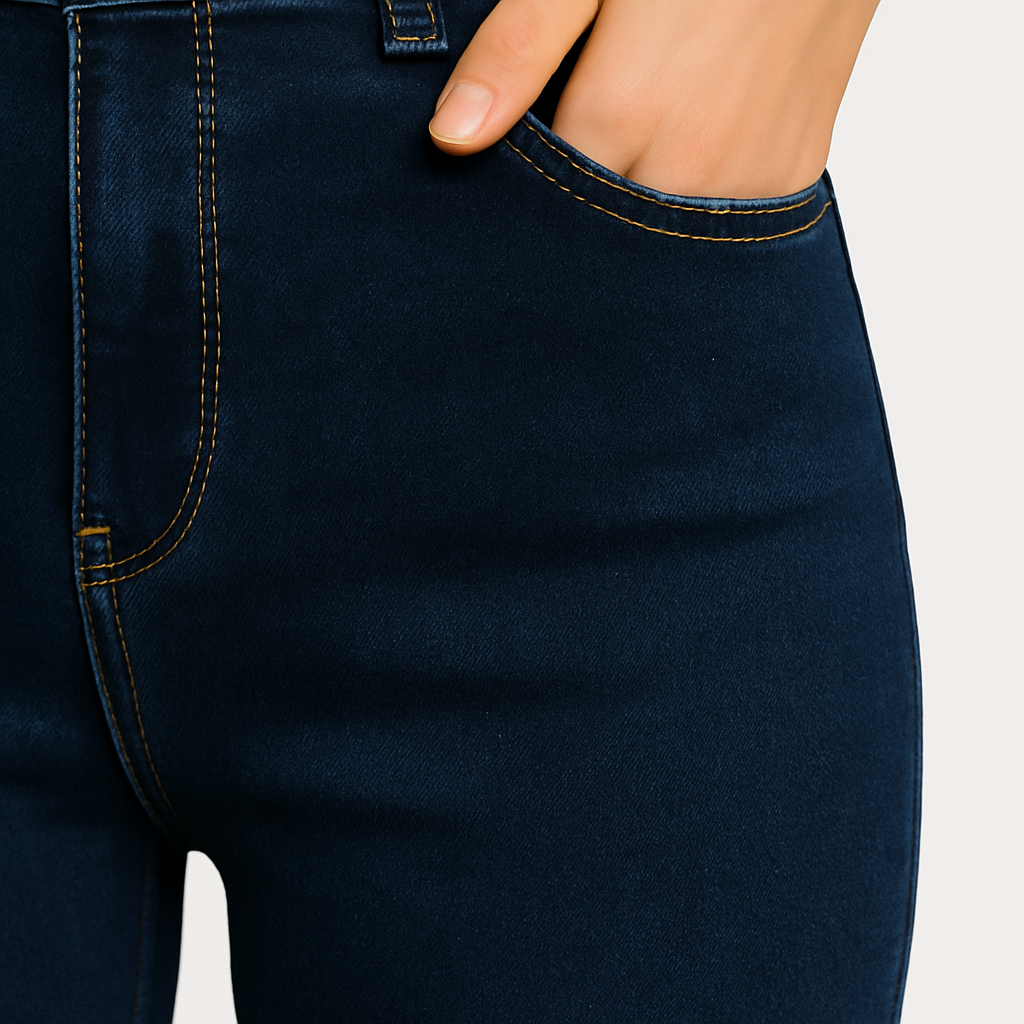 JEAN DAMA AZUL OSCURO CORTE BOOTCUT DE TIRO ALTO