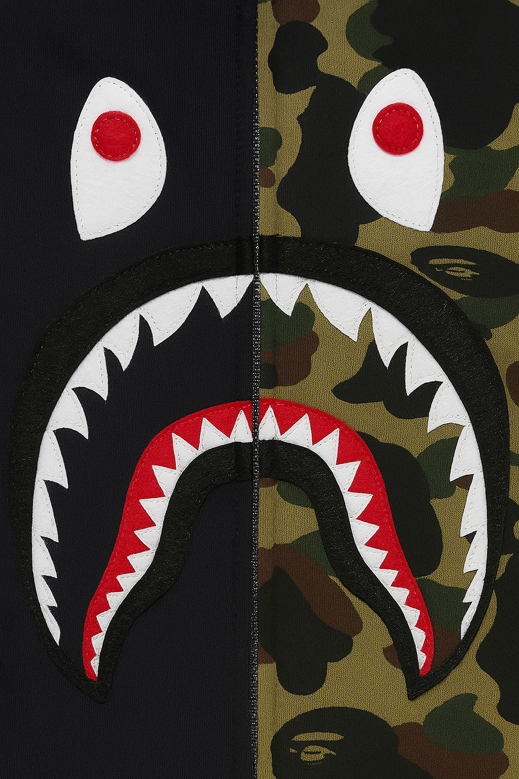 CHOMPA HOODIE BAPE SHARK BICOLOR CAMUFLAJE VERDE