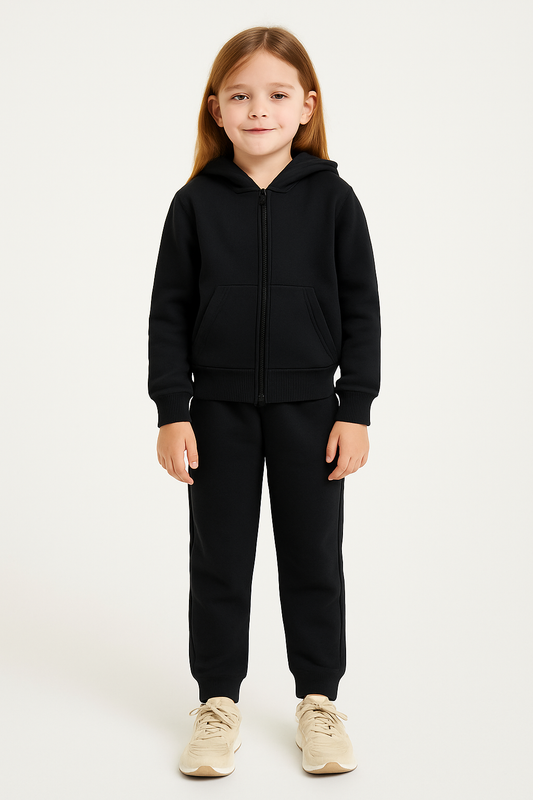 CONJUNTO DEPORTIVO NEGRO HOODIE + JOGGER NIÑO UNISEX