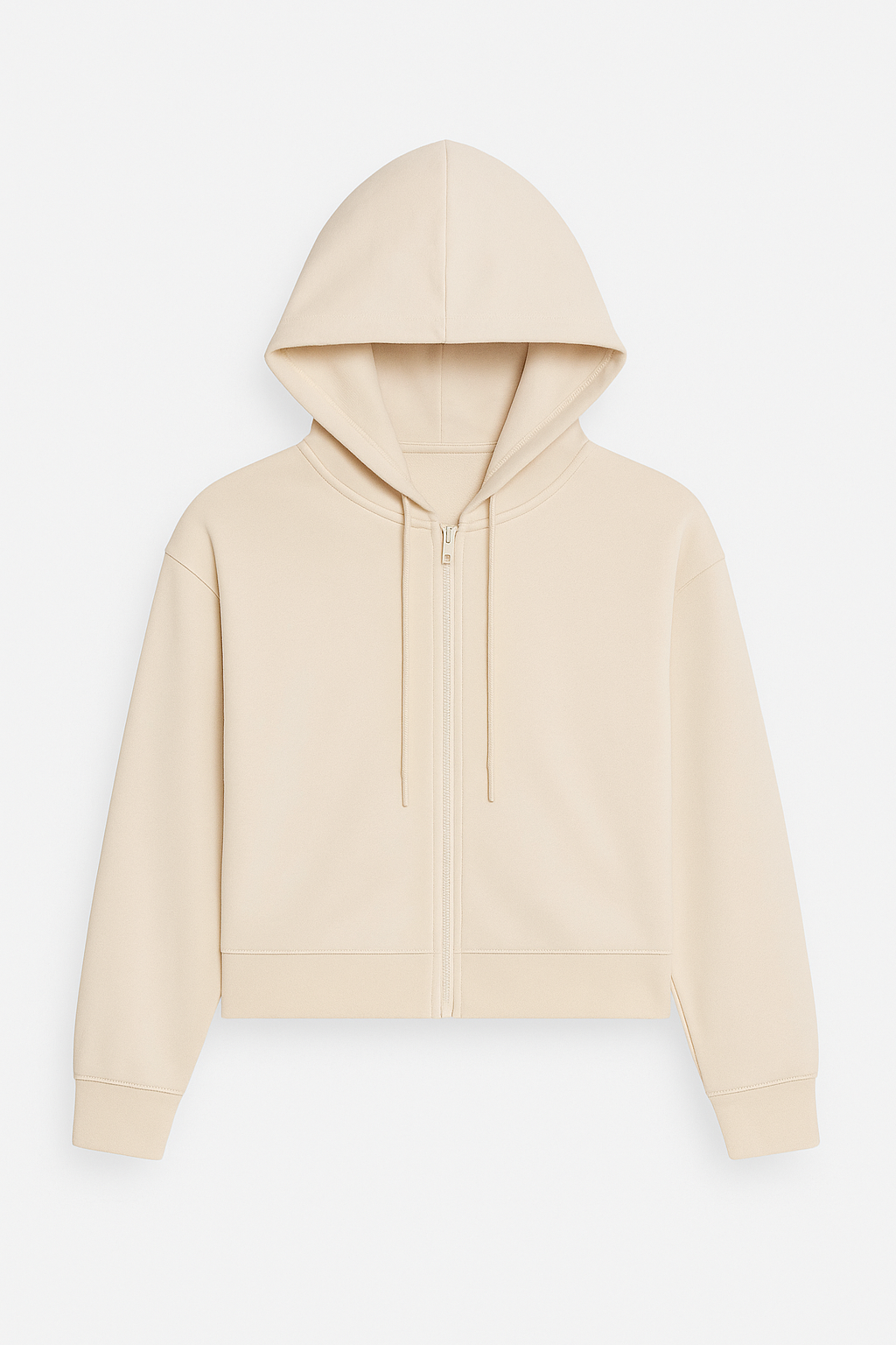 CHOMPA DAMA BEIGE CON CIERRE Y CAPUCHA AJUSTABLE