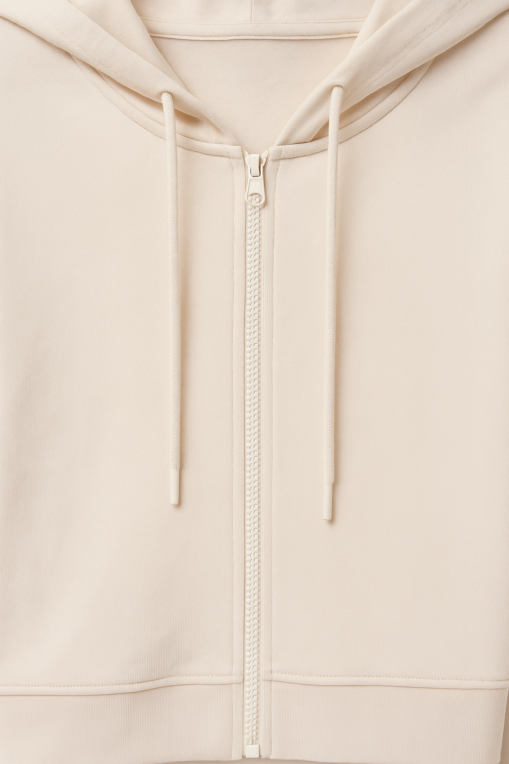 CHOMPA DAMA BEIGE CON CIERRE Y CAPUCHA AJUSTABLE