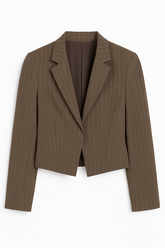 BLAZER DAMA MARRÓN CORTO A RAYAS