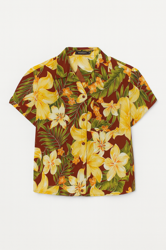 CAMISA DAMA HAWAIIAN FLORAL MANGA CORTA
