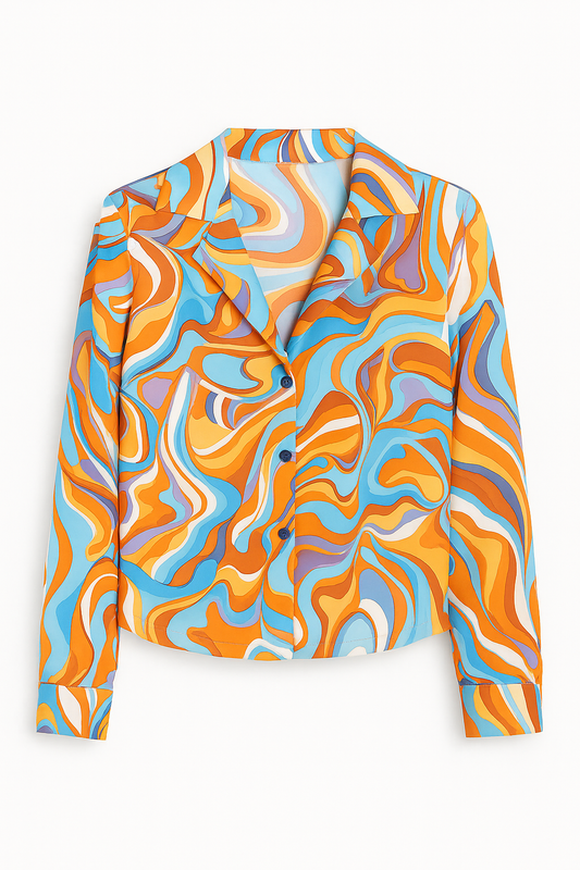 CAMISA DAMA ESTAMPADO MULTICOLOR MANGA LARGA