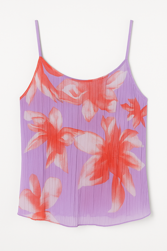 TOP DE TIRANTES DAMA CON ESTAMPADO FLORAL LILA