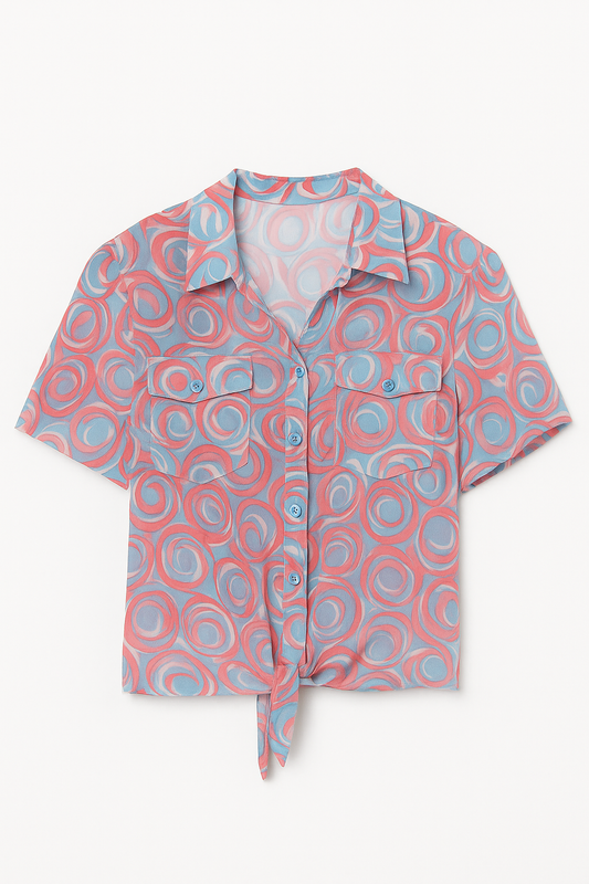 BLUSA DAMA ESTAMPADA AMARRE FRONTAL