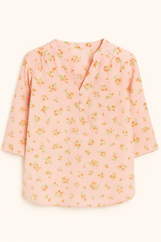 BLUSA DAMA PLUS SIZE ESTAMPADO FLORAL MANGA 3/4