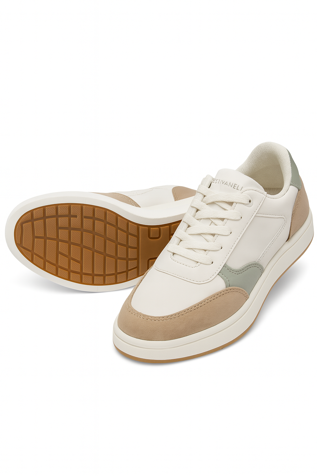 ZAPATOS CASUALES HOMBRE BEIGE CON DETALLES VERDE Y CAMEL