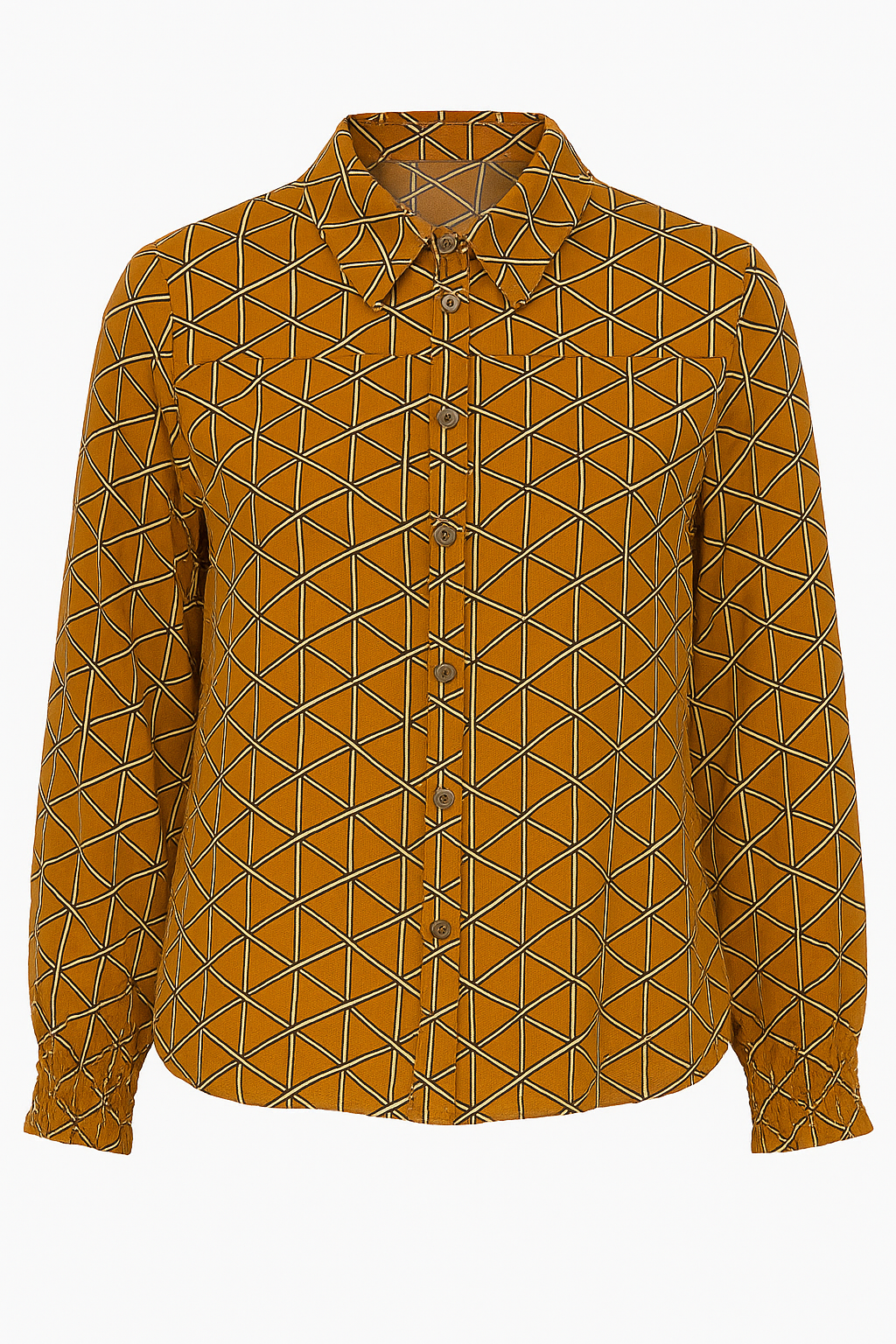 BLUSA DE CUELLO ABOTONADA MANGA LARGA PUÑOS ELASTICOS