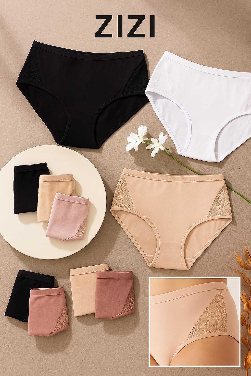 DUO PANTY CLÁSICO ALTO CON DETALLE ENCAJE