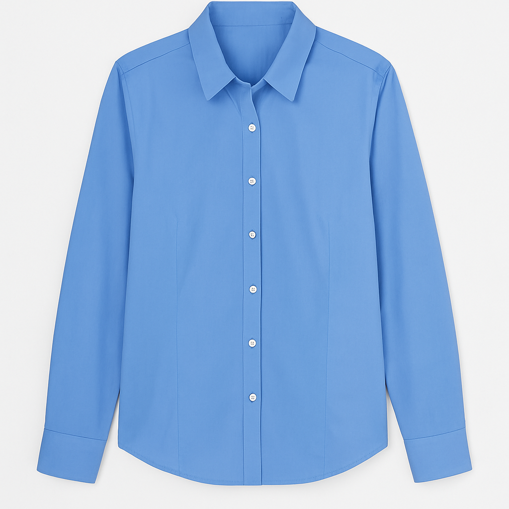 BLUSA CAMISERA CELESTE MANGA LARGA ABOTONADA PUÑOS ANCHOS
