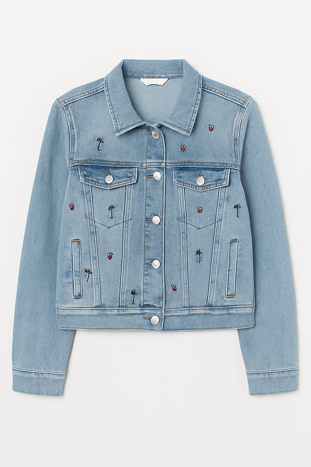 CHAQUETA JEAN DAMA AZUL CLARO BORDADA