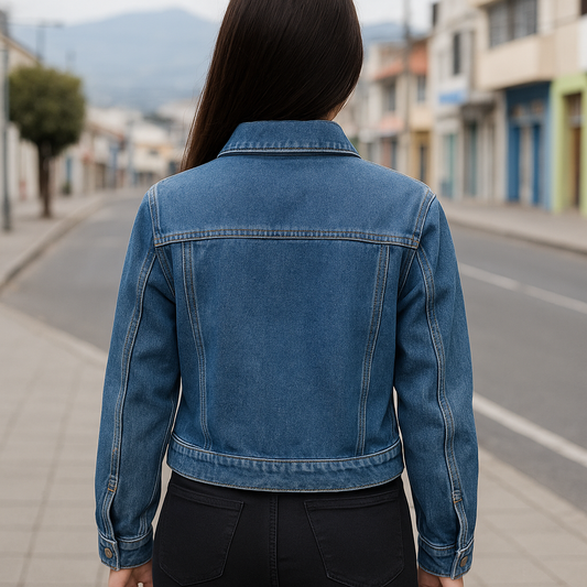 CHAQUETA DAMA AZUL PARCHES MILITARES