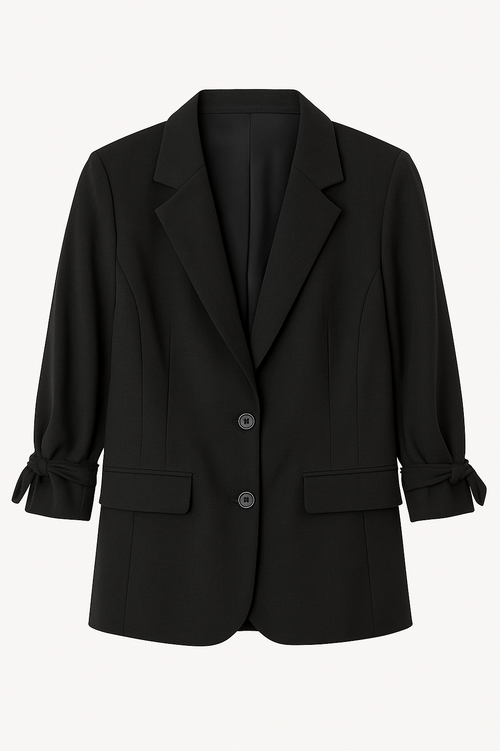 BLAZER DE DAMA COLOR NEGRO MANGA RECOGIDA