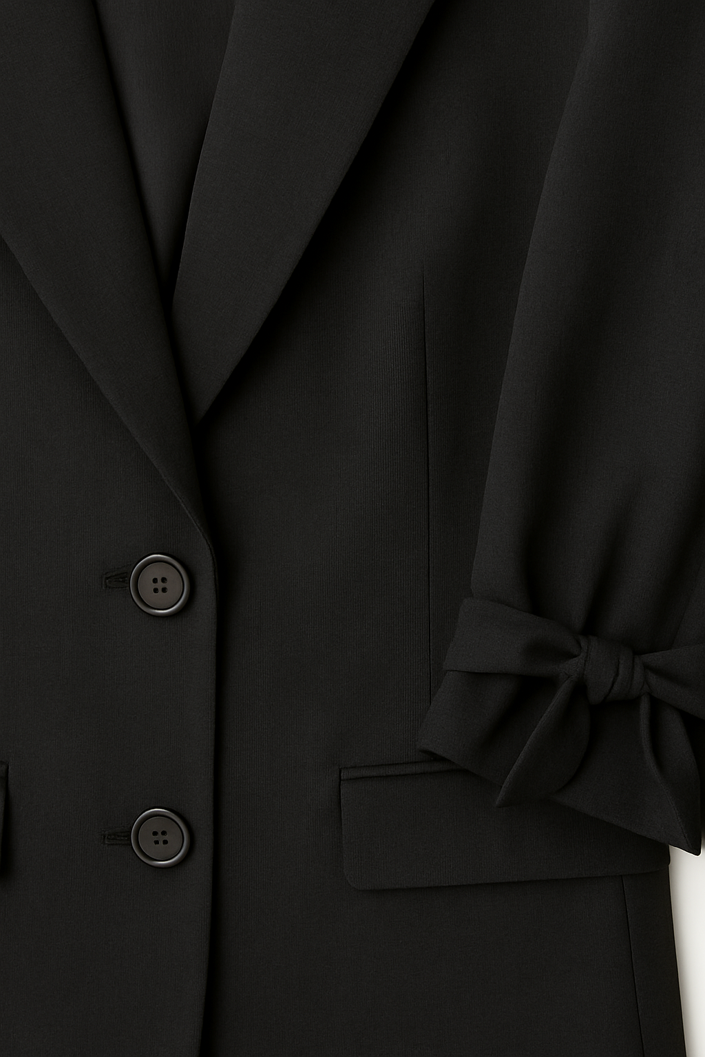 BLAZER DE DAMA COLOR NEGRO MANGA RECOGIDA