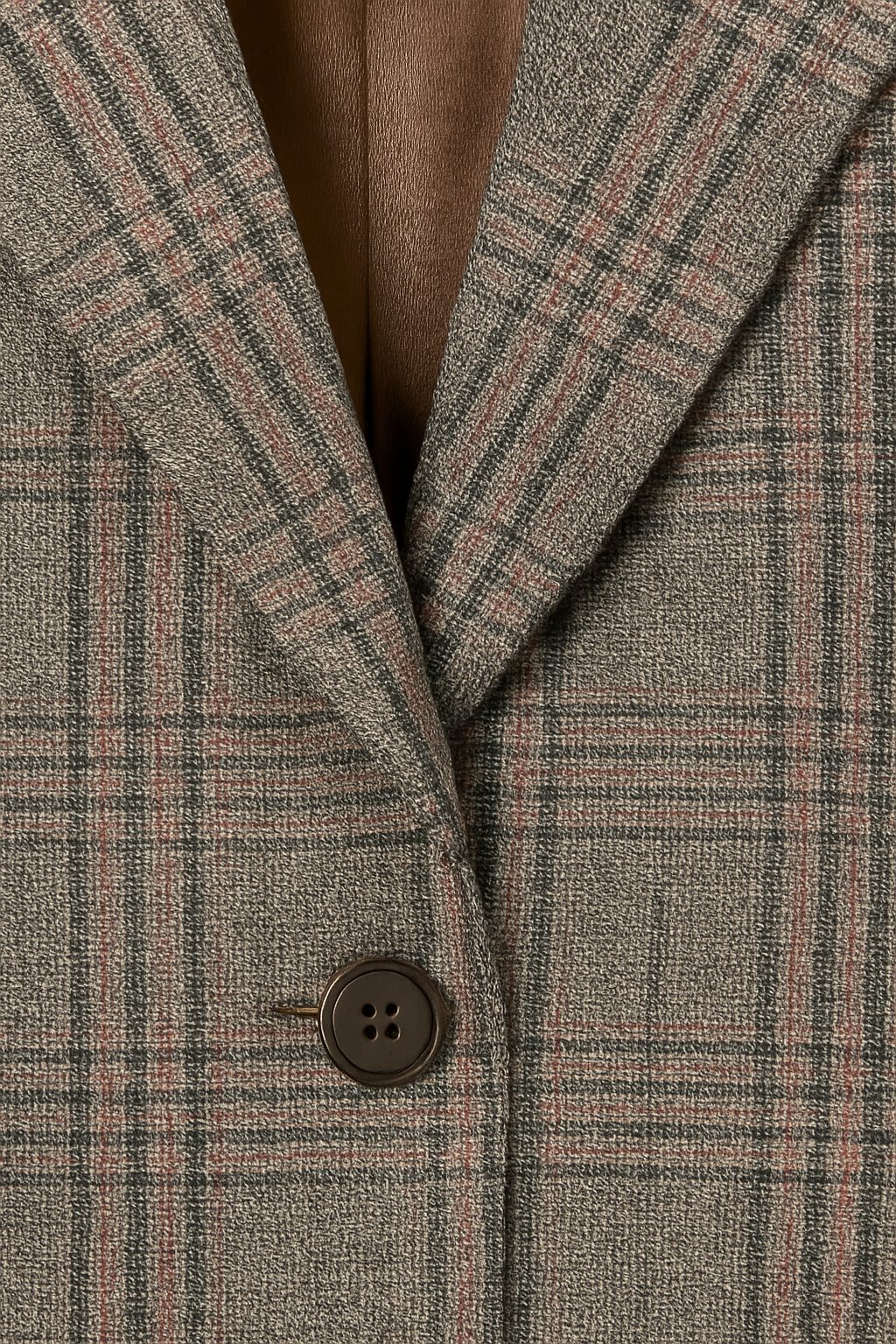 BLAZER DE DAMA ESTAMPADO A CUADROS COLOR CAFE