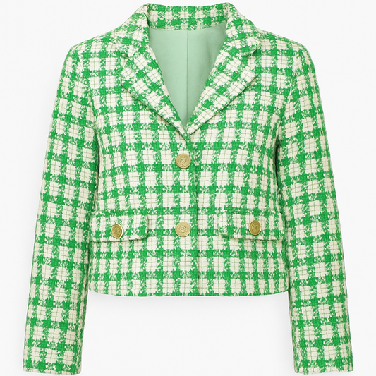 BLAZER CORTO DE DAMA A CUADROS