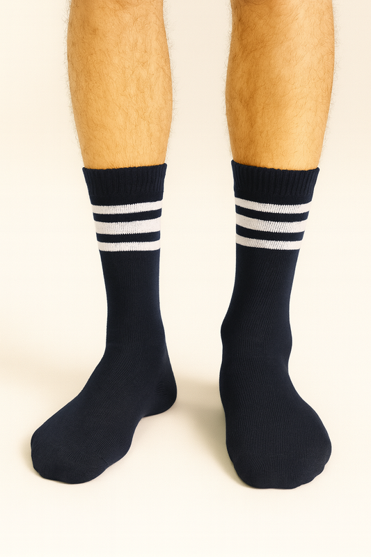 PACK X3 MEDIAS CLÁSICAS CON LÍNEAS CAÑA MEDIA