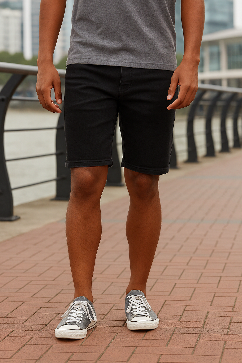 SHORT JEAN LLANO NEGRO STRETCH