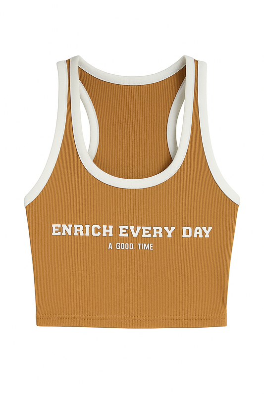 TOP TEXTURA RIBB CON TIRANTE AL CUELLO CON BORDES BLANCOS Y LOGOTIPO EN ESCOTE