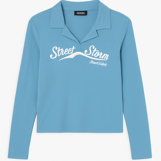 SWEATER CON CUELLO CAMISERO TEXTURA RIBB Y LOGOTIPO DELANTERO