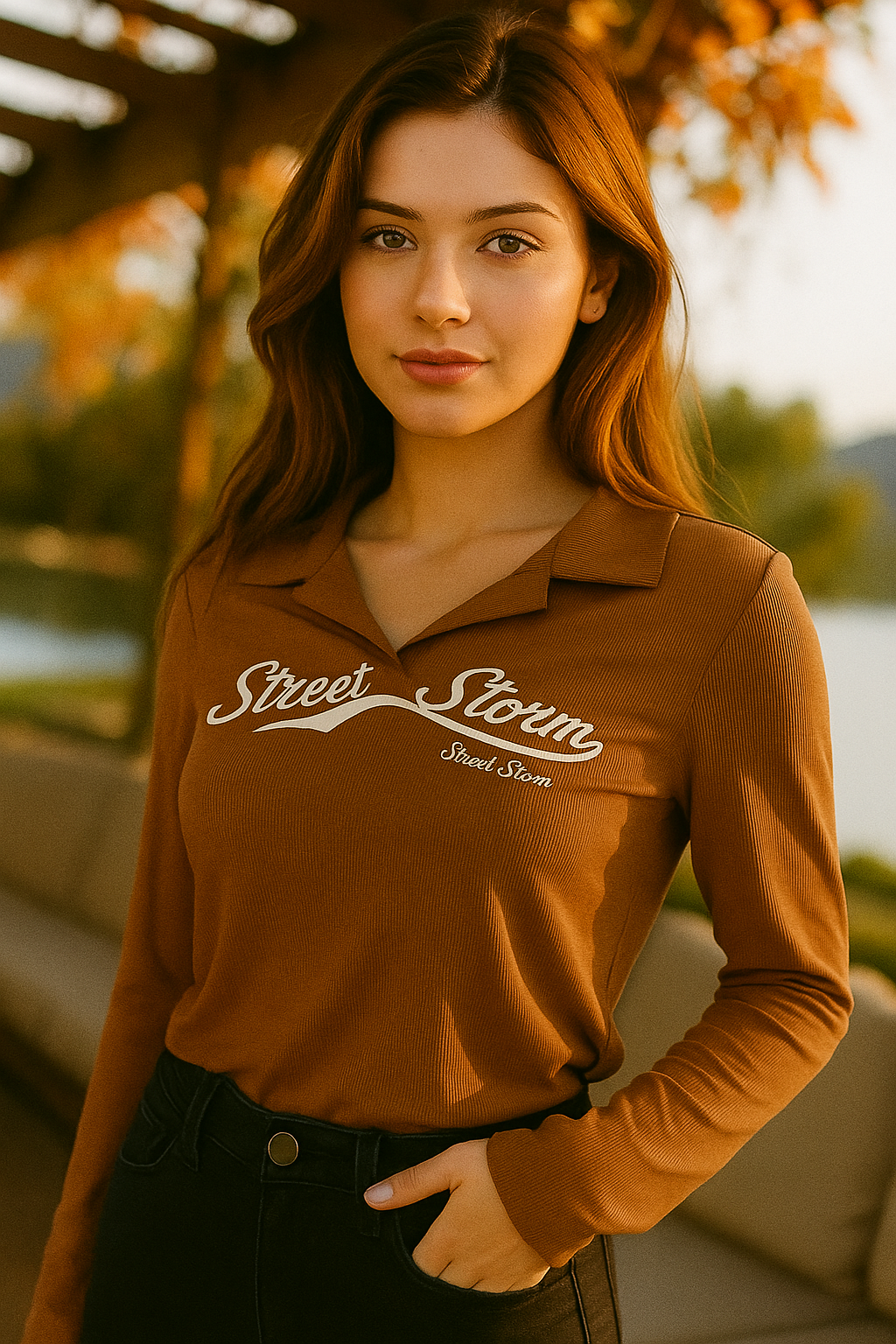 SWEATER CON CUELLO CAMISERO TEXTURA RIBB Y LOGOTIPO DELANTERO
