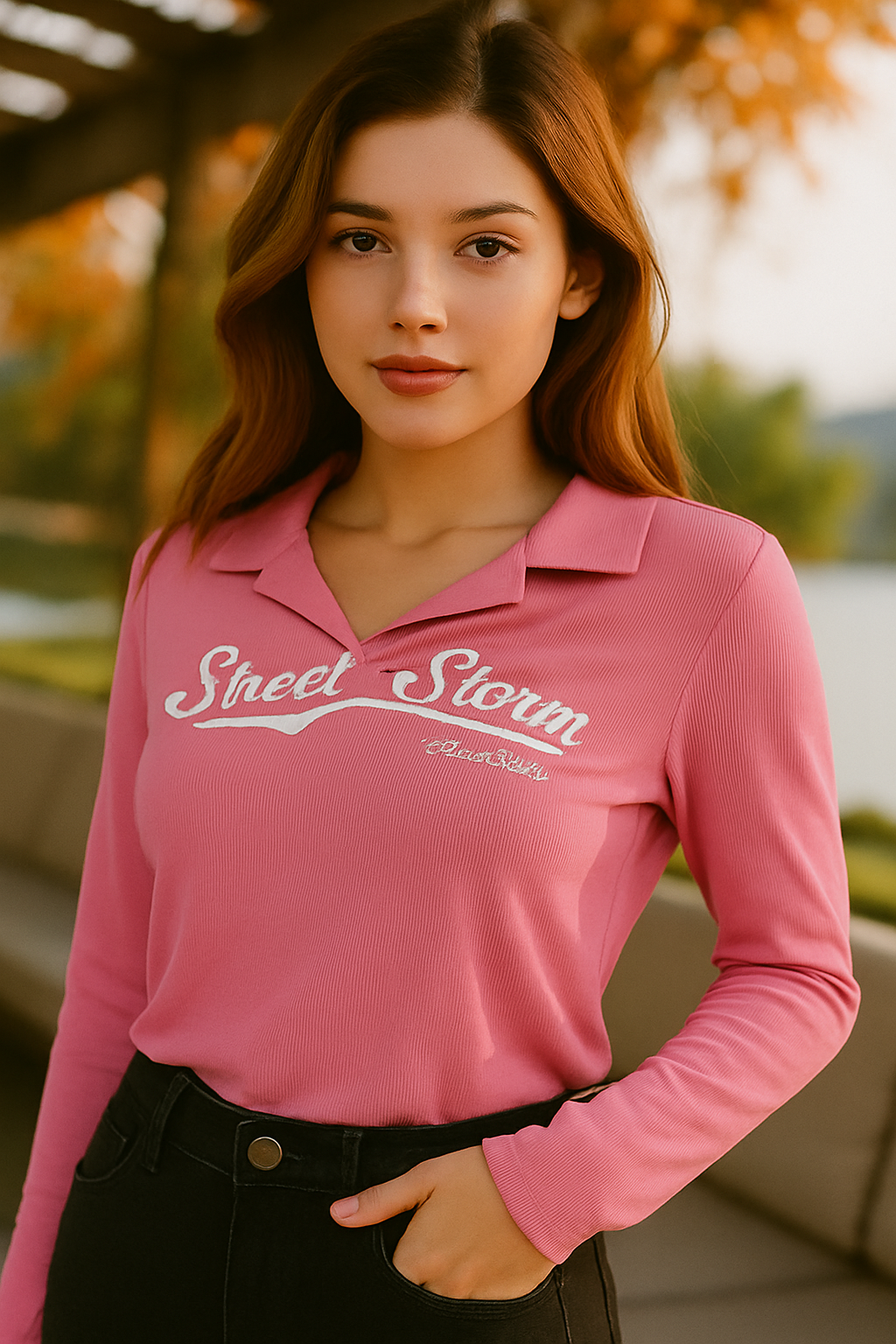 SWEATER CON CUELLO CAMISERO TEXTURA RIBB Y LOGOTIPO DELANTERO