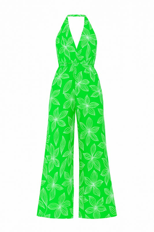 ENTERIZO ESTAMPADO FLOREADO CON ABERTURA EN LA ESPALDA