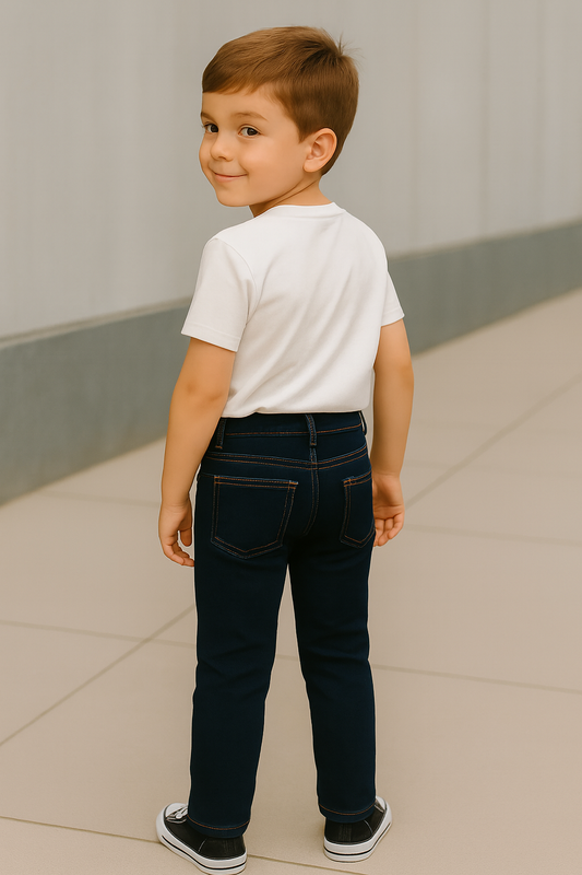 PANTALÓN JEAN ZIZI NIÑO RECTO AZUL OSCURO BÁSICO