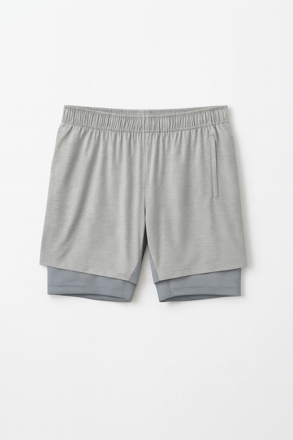 SHORT DEPORTIVO HOMBRE GRISACEO DOBLE TELA CON CORDON AJUSTABLE EN SU INTERIOR