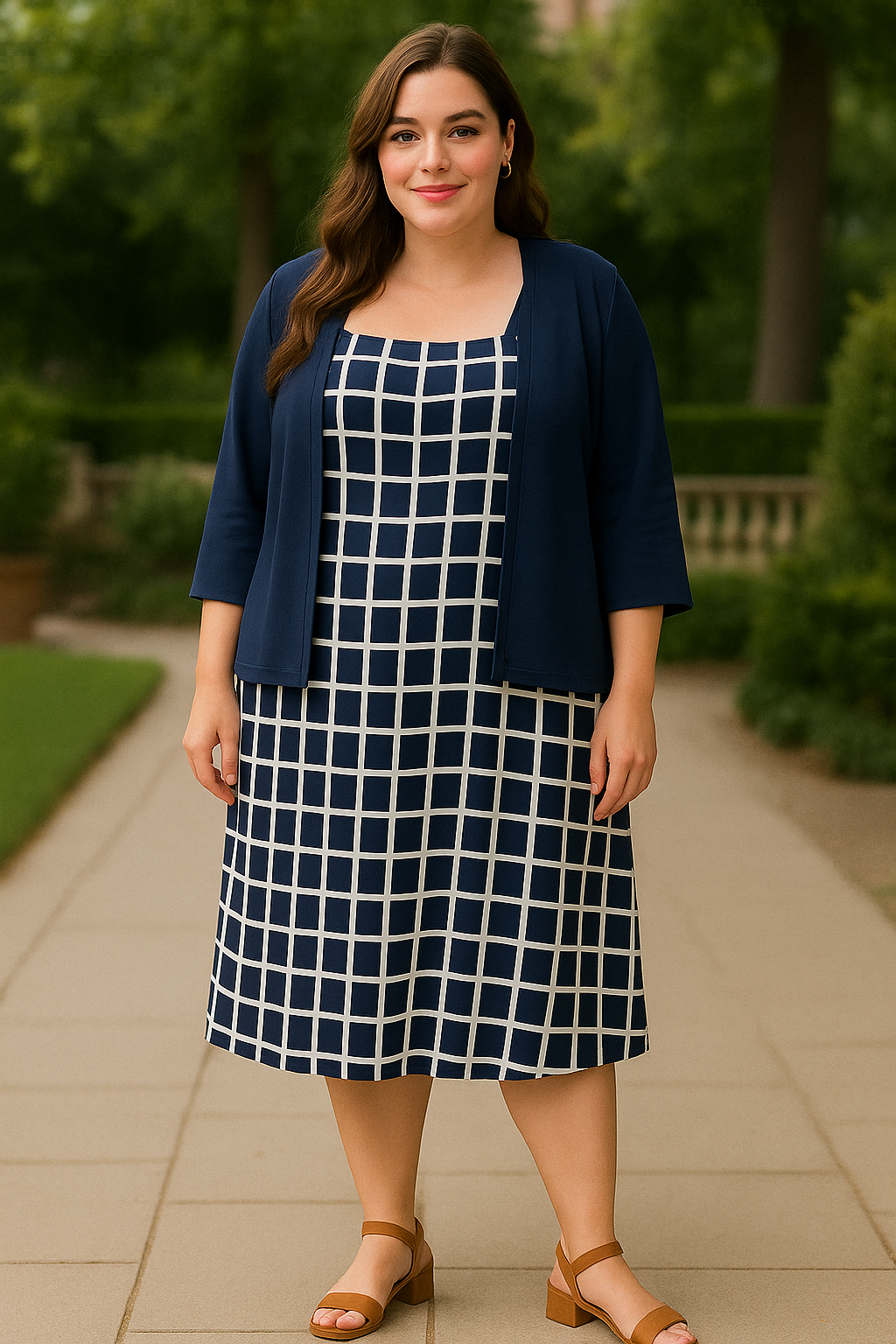VESTIDO FORMAL CON TALLAS PLUS 2 PIEZAS (CHAQUETA + VESTIDO)