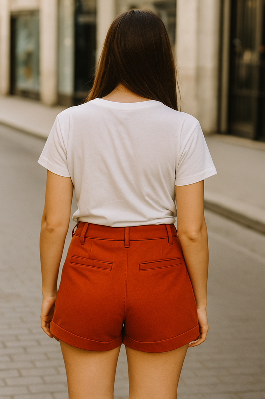 SHORT CON BOLSILLOS LATERALES Y EN LA PARTE TRASERA CON UNA TELA LIGERA