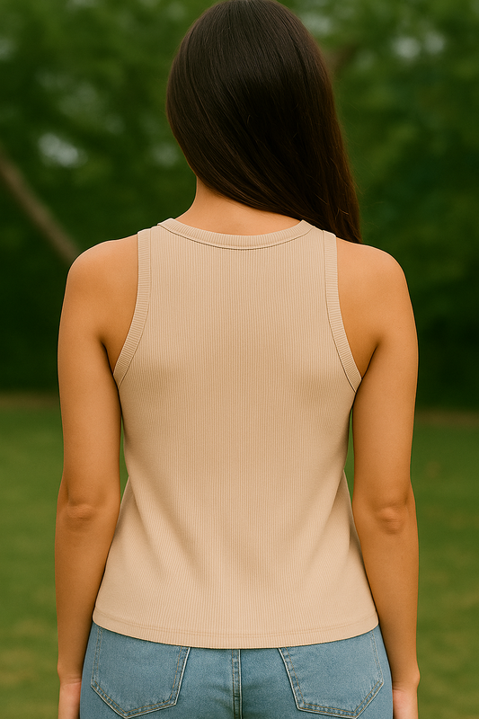 BIVIDI BÁSICO LARGO TELA RIBB CUELLO REDONDO SIN MANGAS