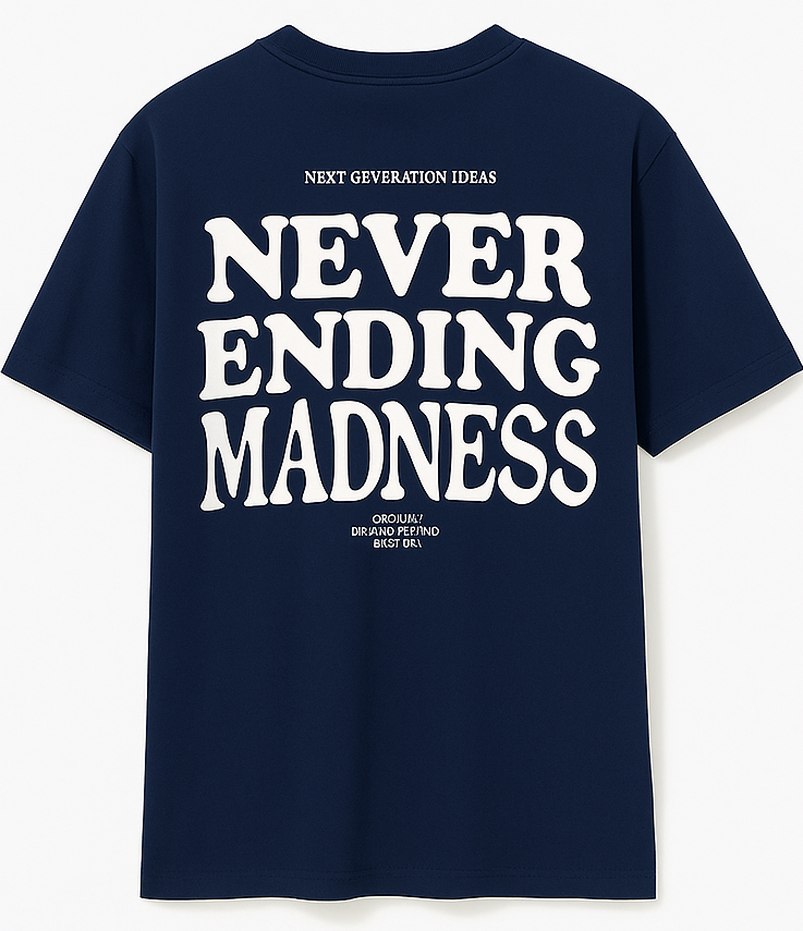 CAMISETA MANGA CORTA "NEVER ENDING MADNESS" CUELLO TEXTURIZADO
