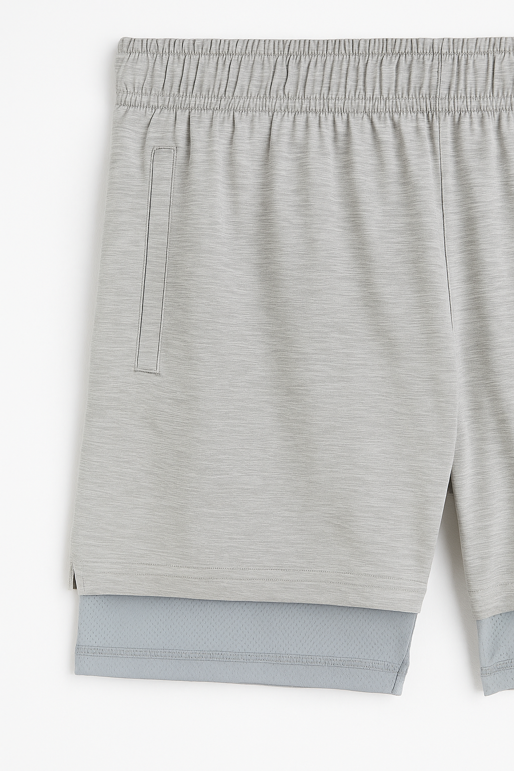 SHORT DEPORTIVO HOMBRE GRISACEO DOBLE TELA CON CORDON AJUSTABLE EN SU INTERIOR