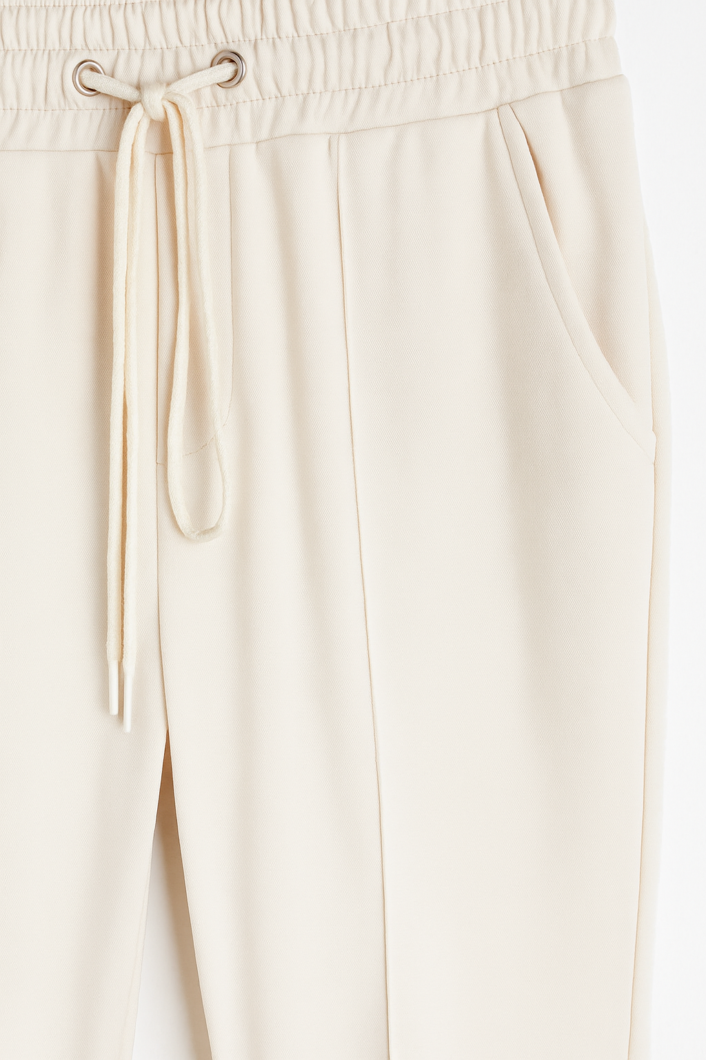 PANTALÓN JOGGER DAMA BEIGE CLARO CON CINTURA ELÁSTICA Y PRETINA AJUSTABLE